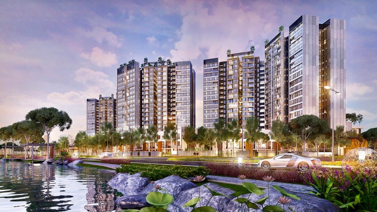 Lukisan artis menara kondominium Botanika dan landskapnya, Johor Bahru