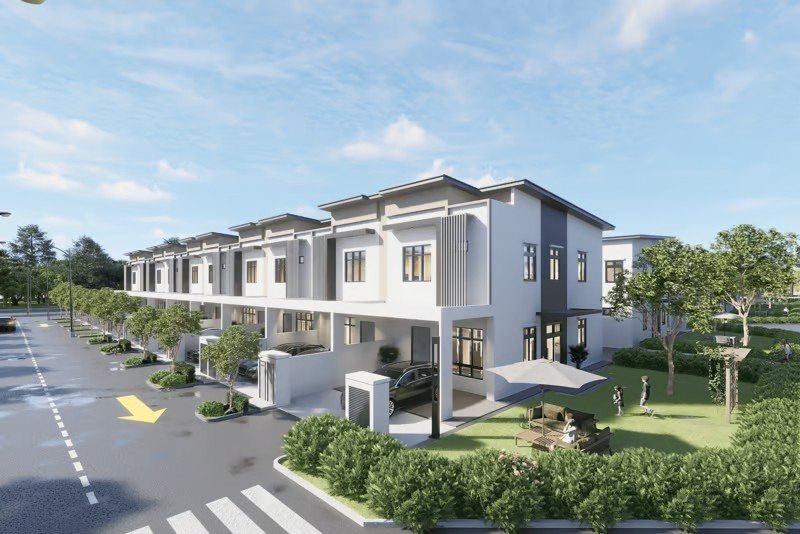 Ilustrasi artis rumah teras dua lantai di KSL Azalea Heights, Gelang Patah