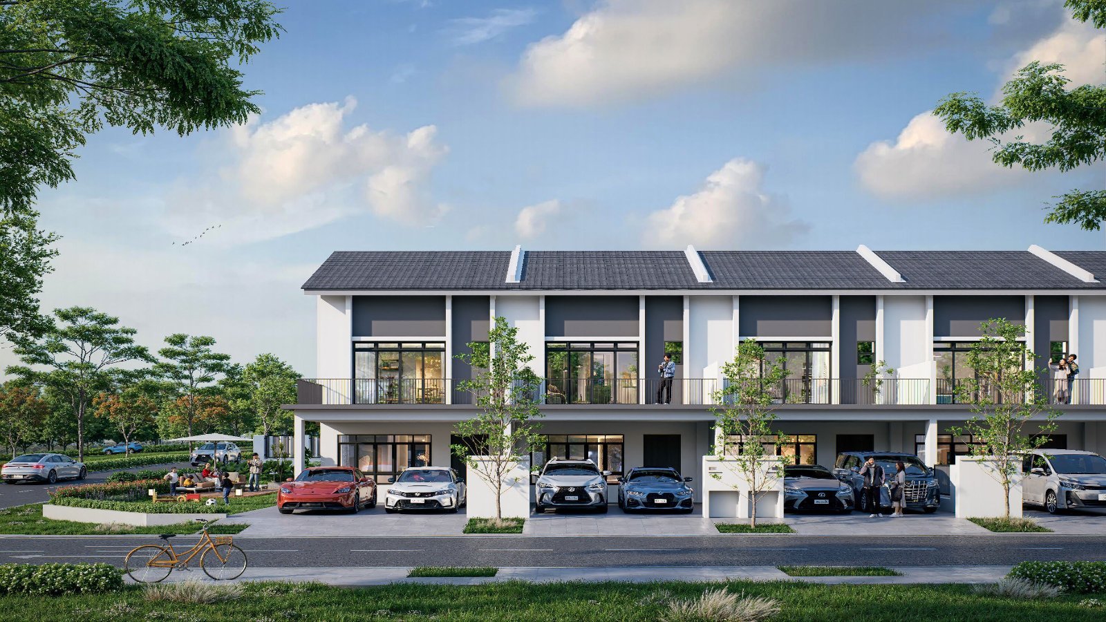 Ilustrasi artis rumah teras dua lantai di Redhill @ Seri Alam