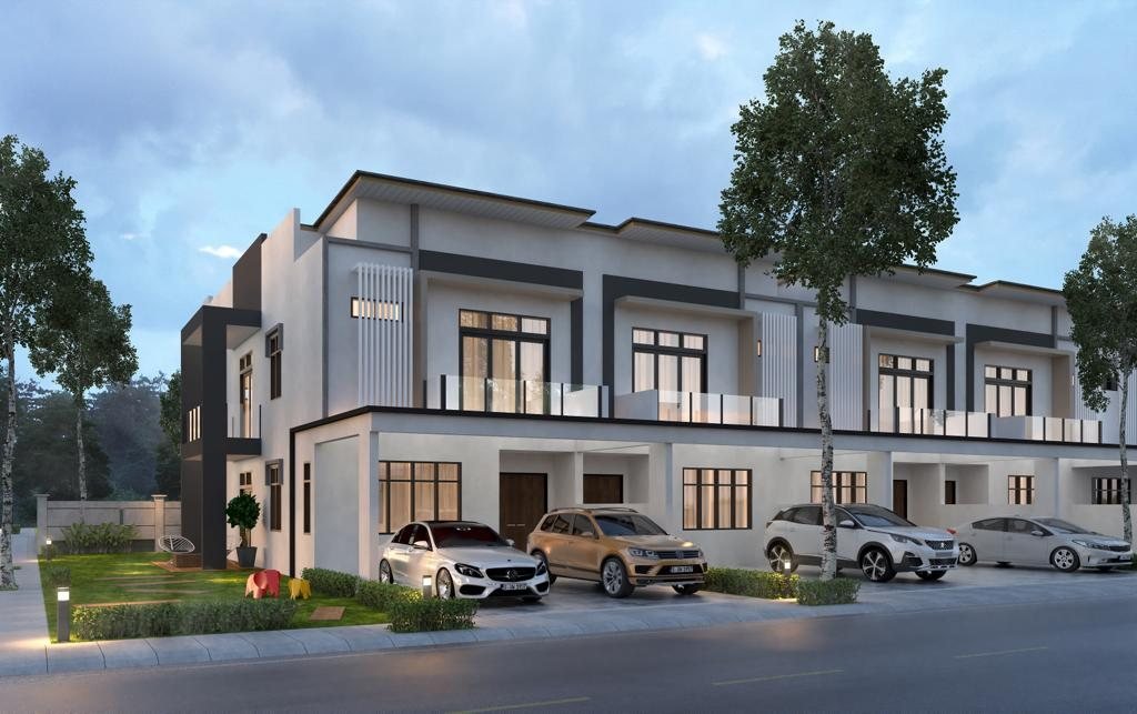 Artist's impression of double-storey terrace houses at Taman Pulai Bestari
