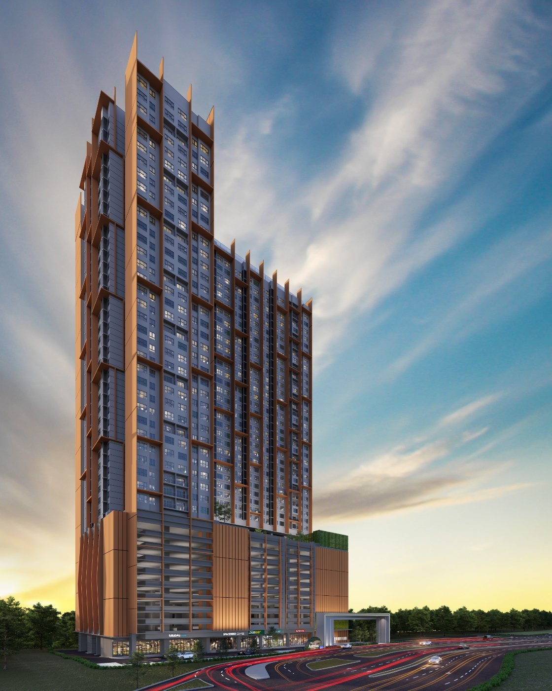 Artist's impression of The Asteriaz tower at Kebun Teh, Johor Bahru