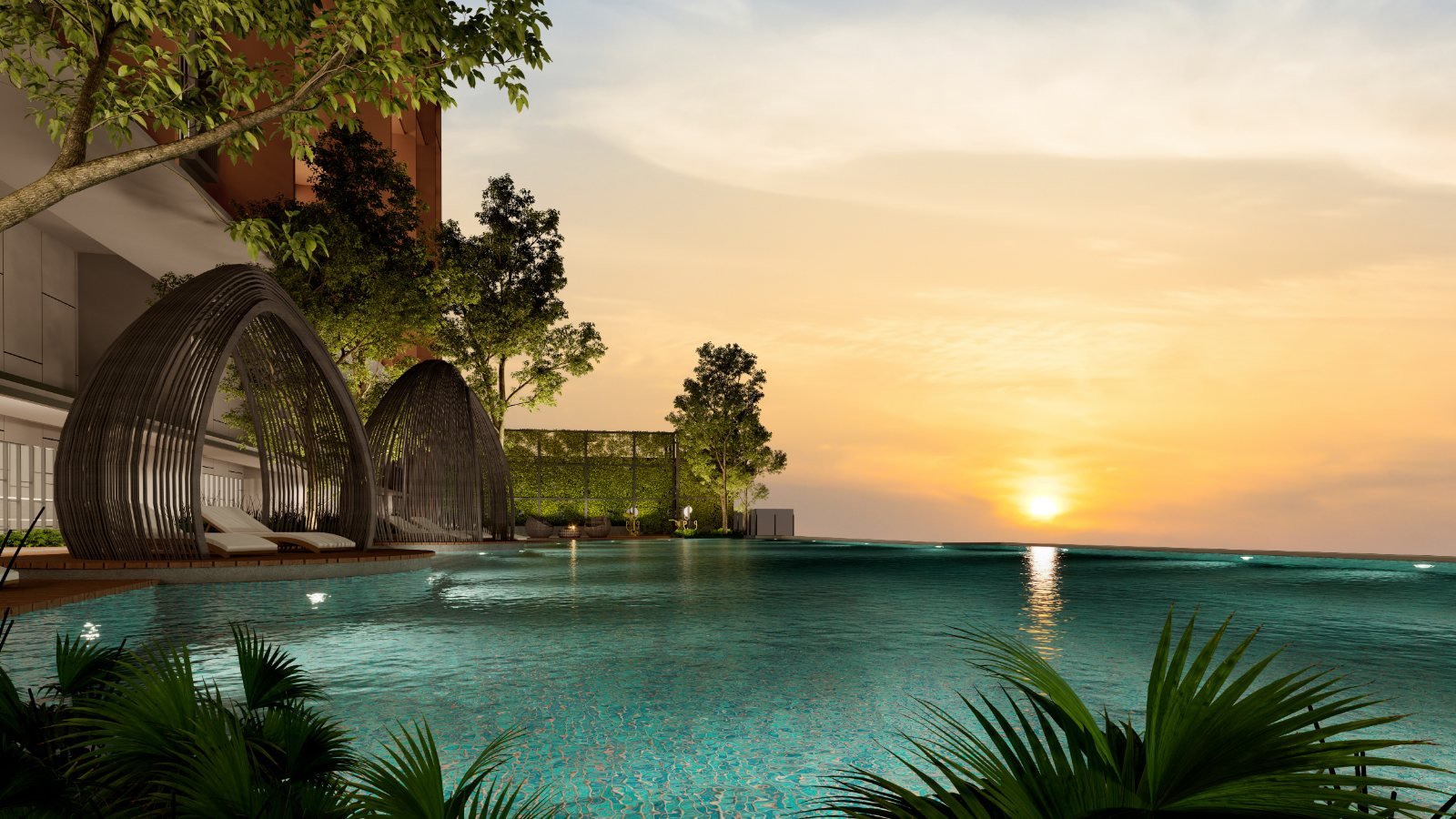 Artist's impression of the pool at The Asteriaz, Kebun Teh