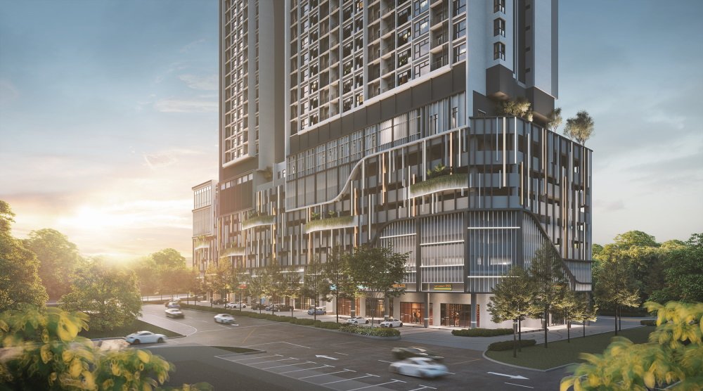 Artist's impression of the Aliva facade close up, Mount Austin, Johor Bahru
