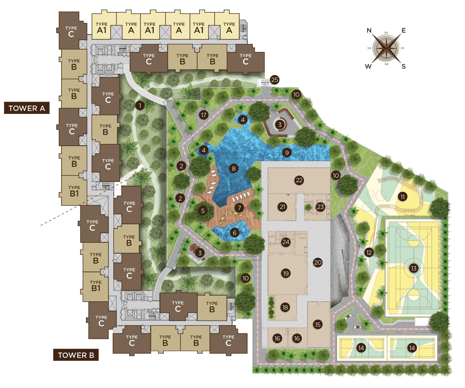 Amberwood Resort Residence 设施分布图