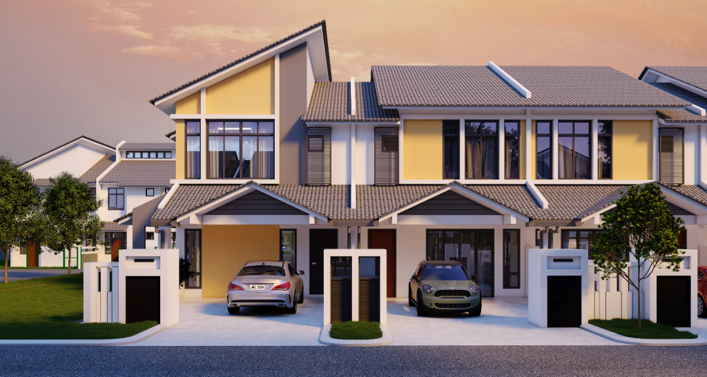 Bandar Tiram double-storey terraces, artist's impression