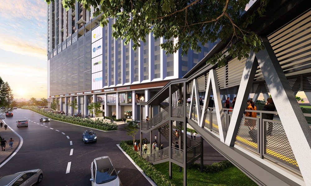 Artist's impression of the proposed link bridge at Causewayz Square @ JBCC, Johor Bahru