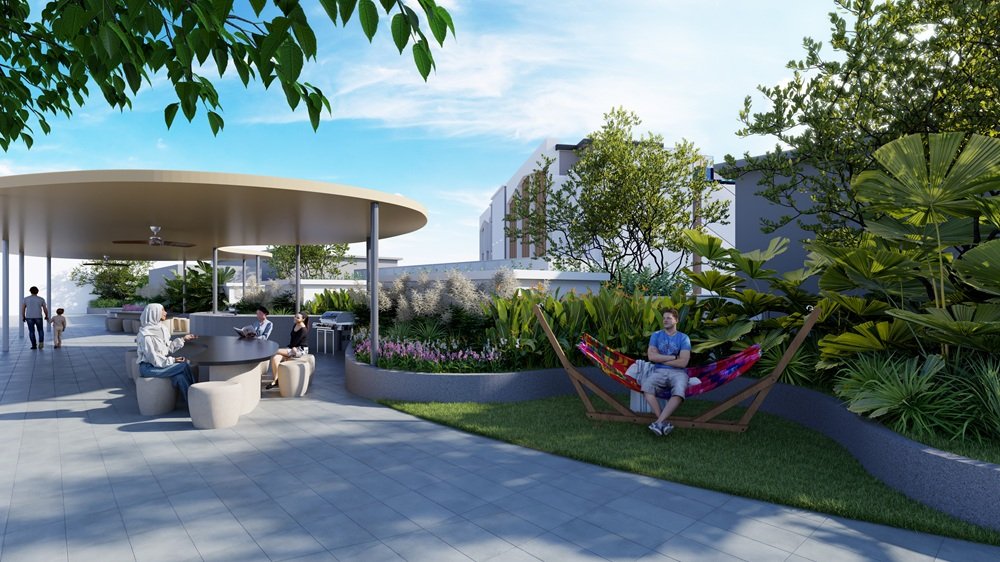 Artist's impression of the sky BBQ deck on the Brixton tower at Causewayz Square @ JBCC