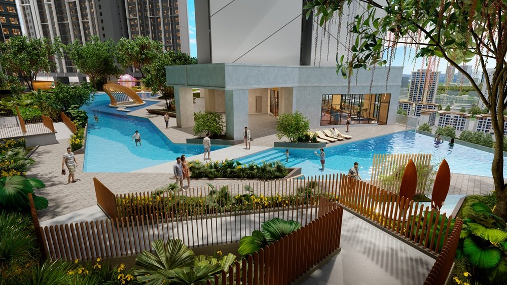 Artist's impression of the Coral Dreamer pool on the podium at Causewayz Square @ JBCC