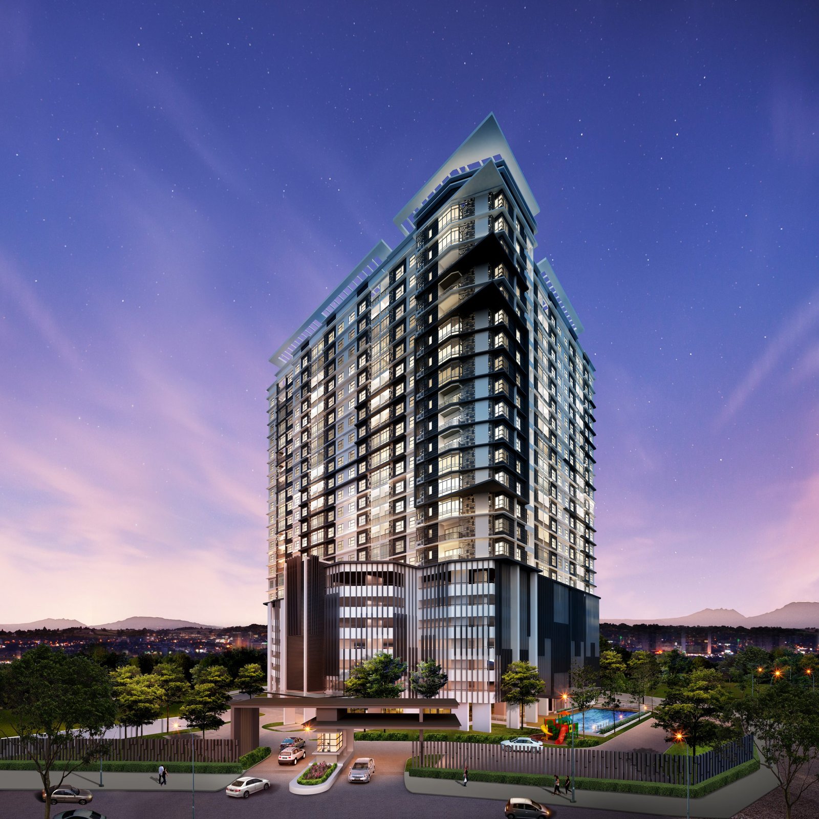 兵南邦 Nosoob 的 SkyMillion Residence 23 层大楼（艺术构想图）