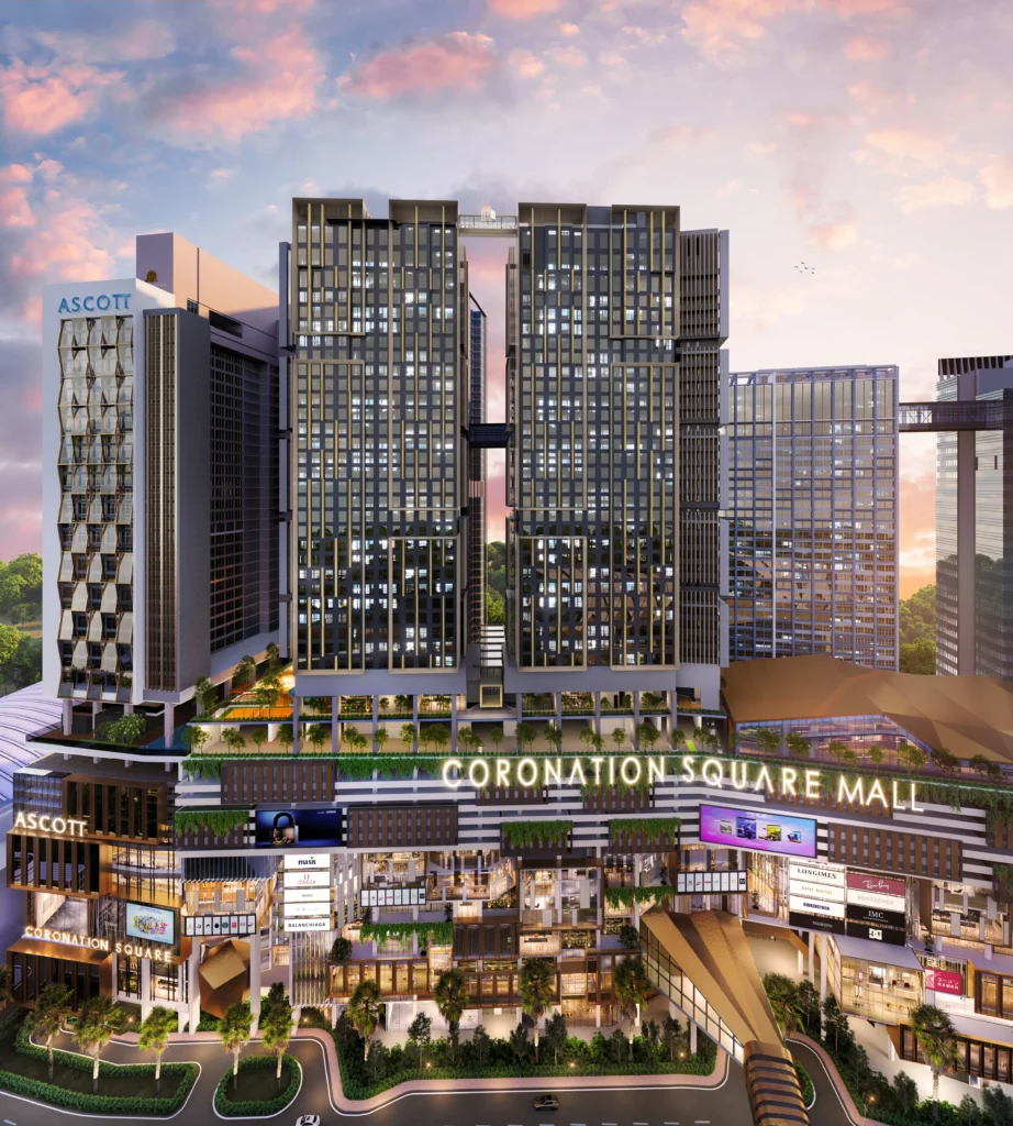 黄昏时的商场与大楼, The Coronade Residences
