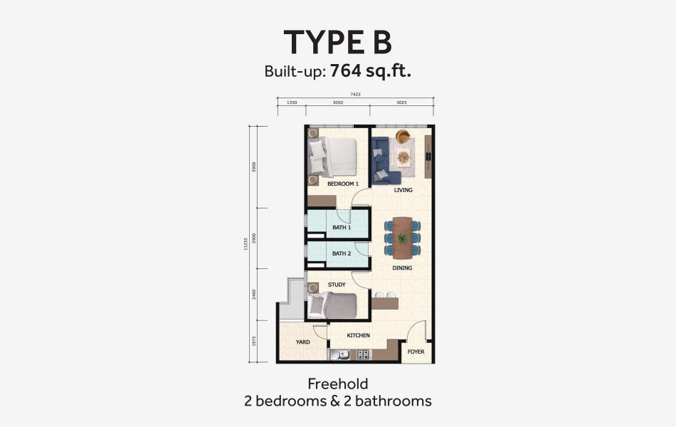D'Summit Residences – Jenis B · 764 kaki persegi