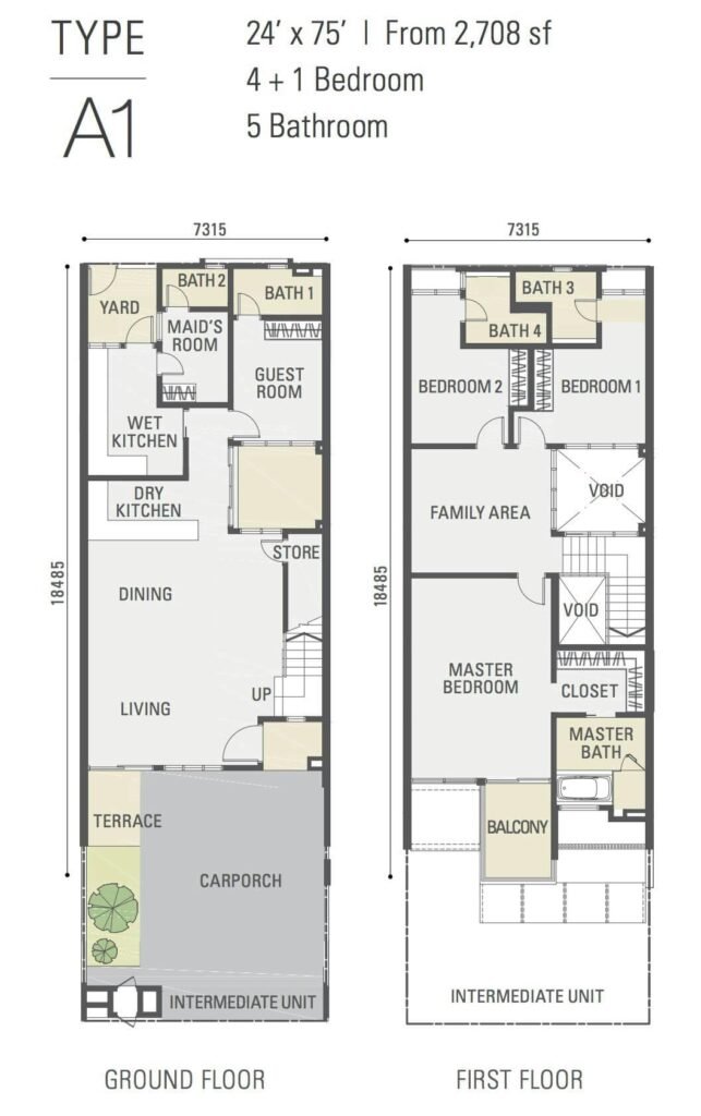 Floor plan of Type A1 at Estuari Gardens