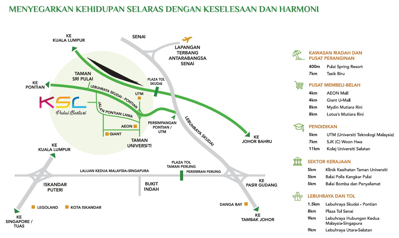 Location map of Taman Pulai Bestari, Iskandar Puteri