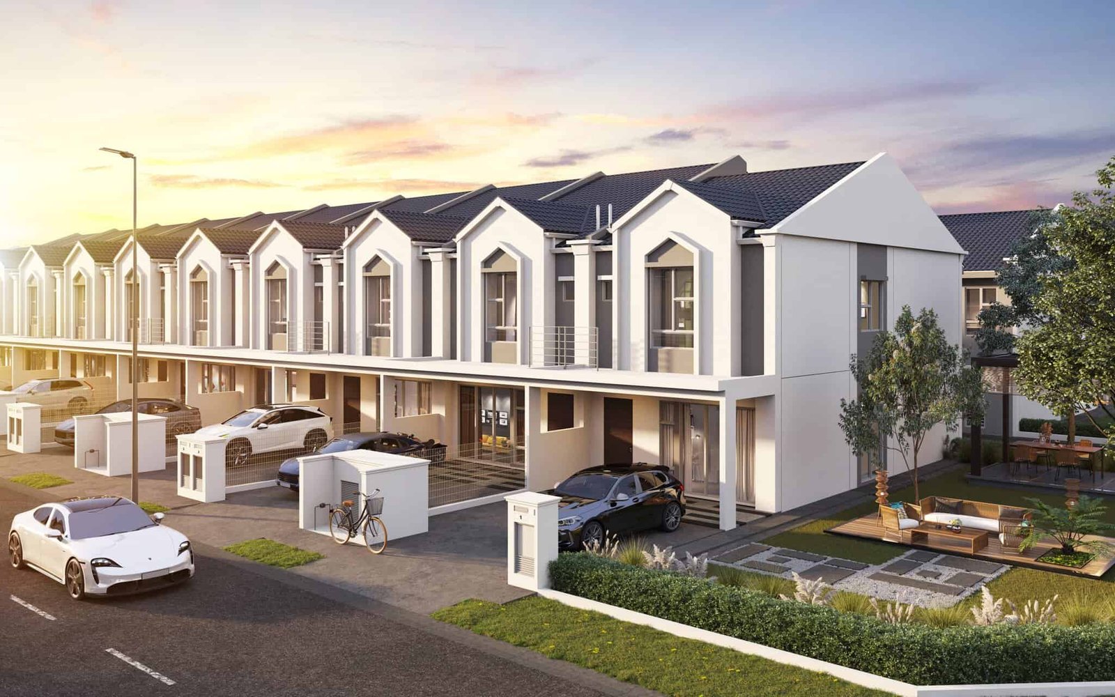 Artist's impression of M Tiara terrace homes at night, Skudai