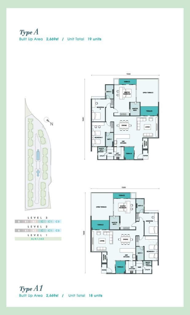 Floor plan of Type A1 at Residensi Ledang