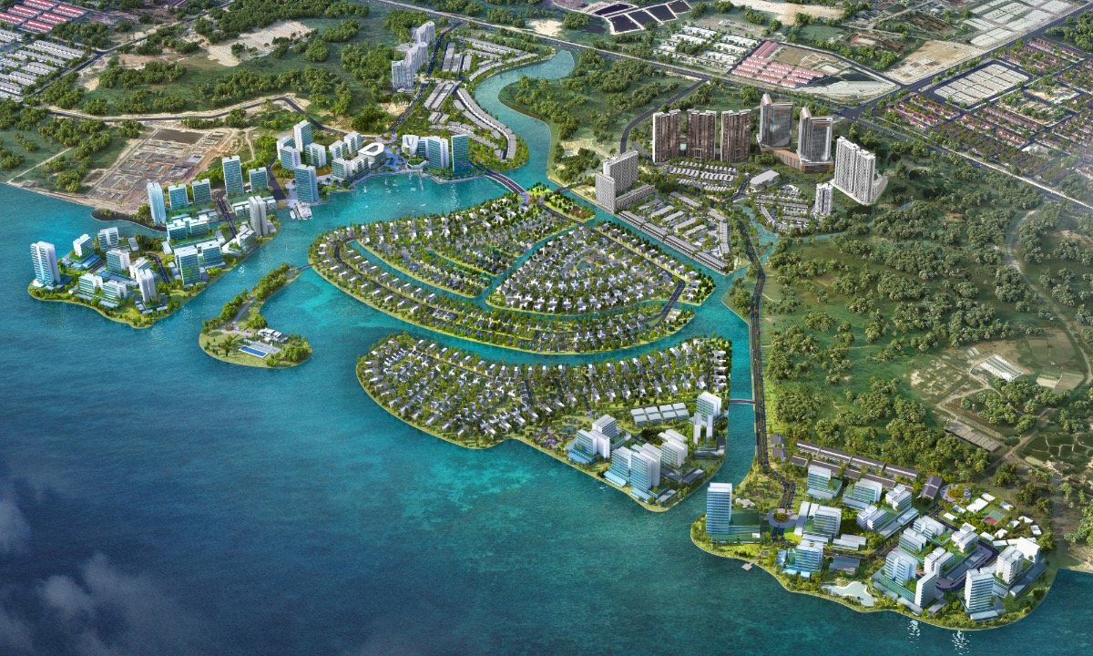 Senibong Cove masterplan, aerial view