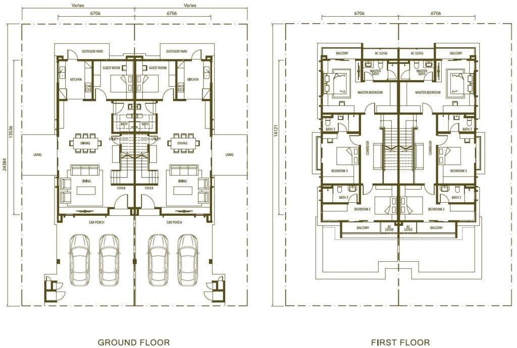 Floor plan of Jimbaran @ Gaia Gardens Semi-D (32' x 80') at Setia Eco Templer