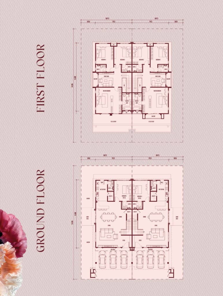 Floor plan of Regent Semi-Detached (36' x 80') at Setia Eco Templer