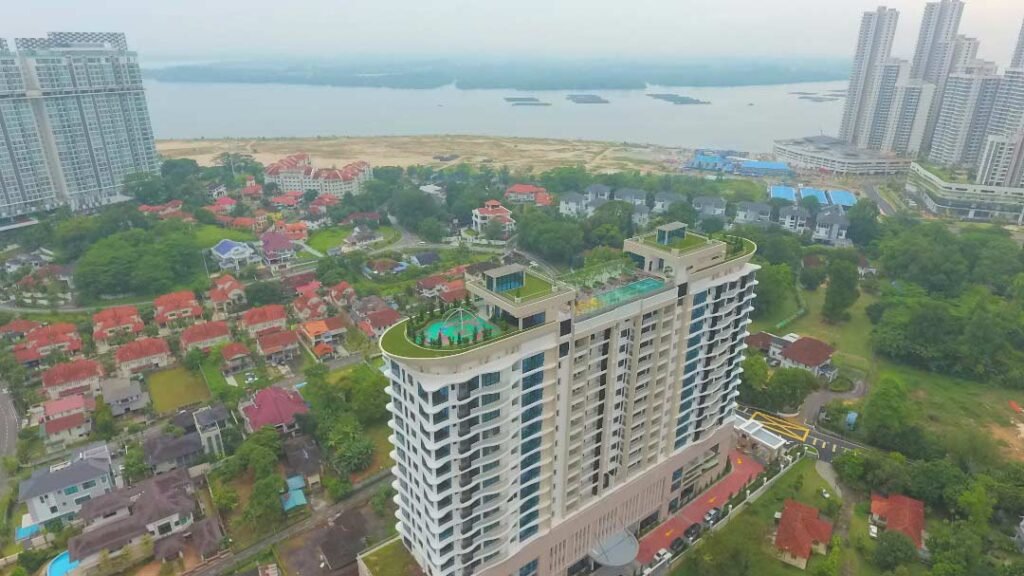Bird's-eye view of Straits View 18 beside the Johor Strait, Straits View 18