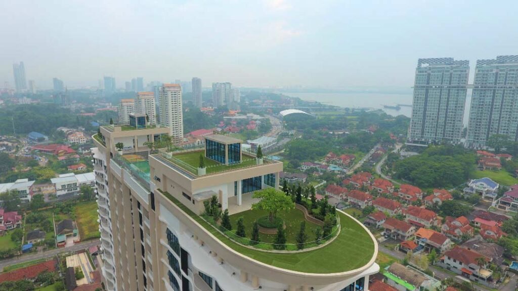View across the Straits View 18 sky garden, Straits View 18