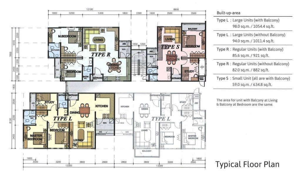 Stutong Heights Apartment 1 – Pelan lantai tipikal
