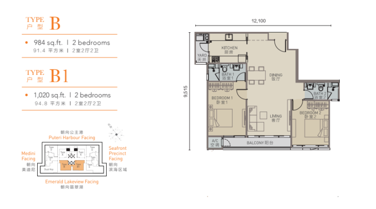 Sunway Citrine Residences Type B 平面图