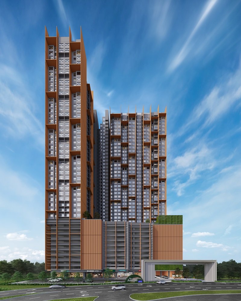 Artist's impression of The Asteriaz tower facade, Kebun Teh, Johor Bahru