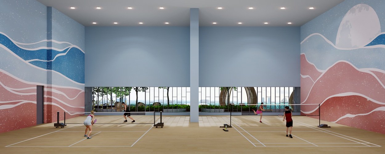 Artist's impression of the pickleball and badminton court at The Asteriaz @ Kebun Teh