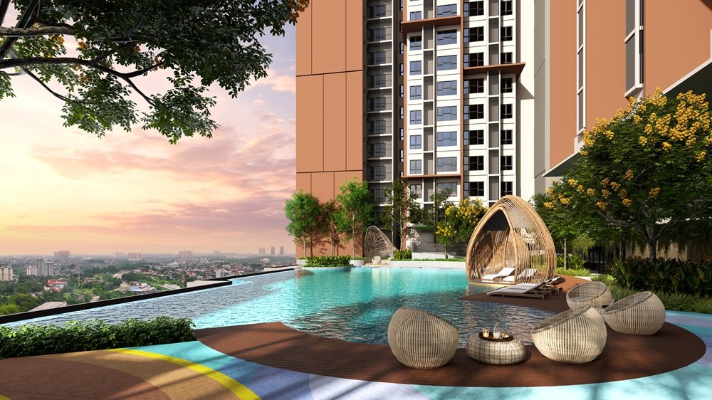 Artist's impression of the Luna Pool at The Asteriaz @ Kebun Teh