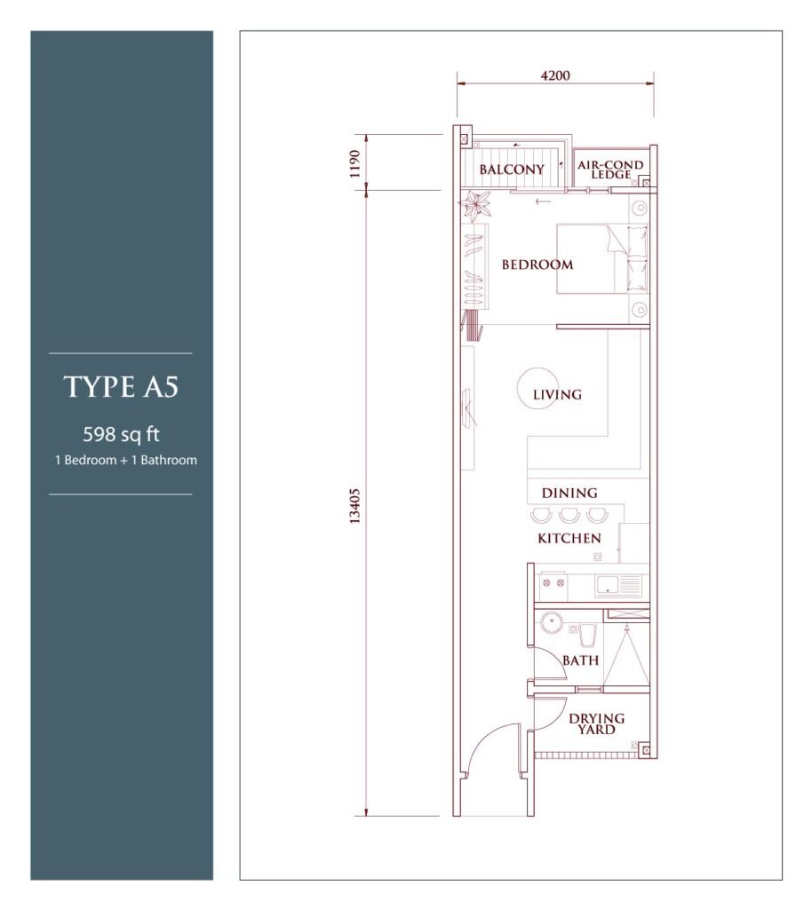 Pelan lantai Loft A jenis unit A5, The Loft @ KK Times Square