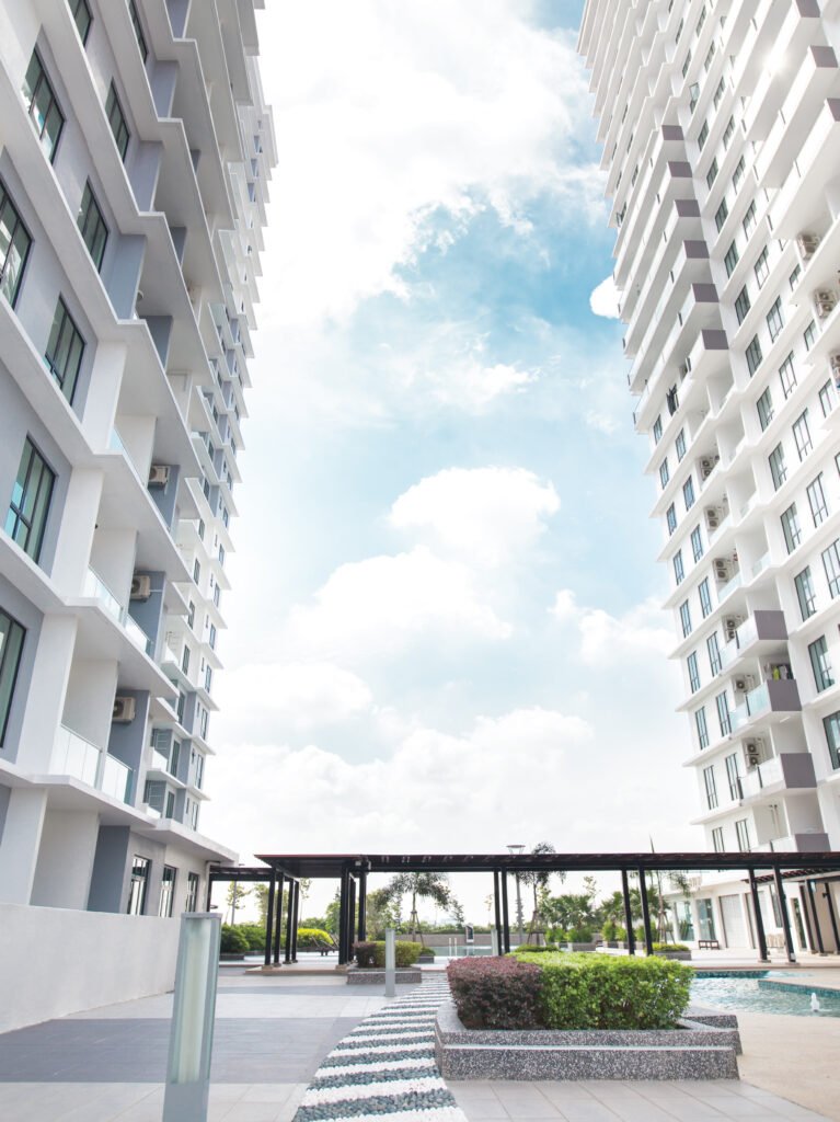 Garden walkway between the towers, The Platino Serviced Apartment