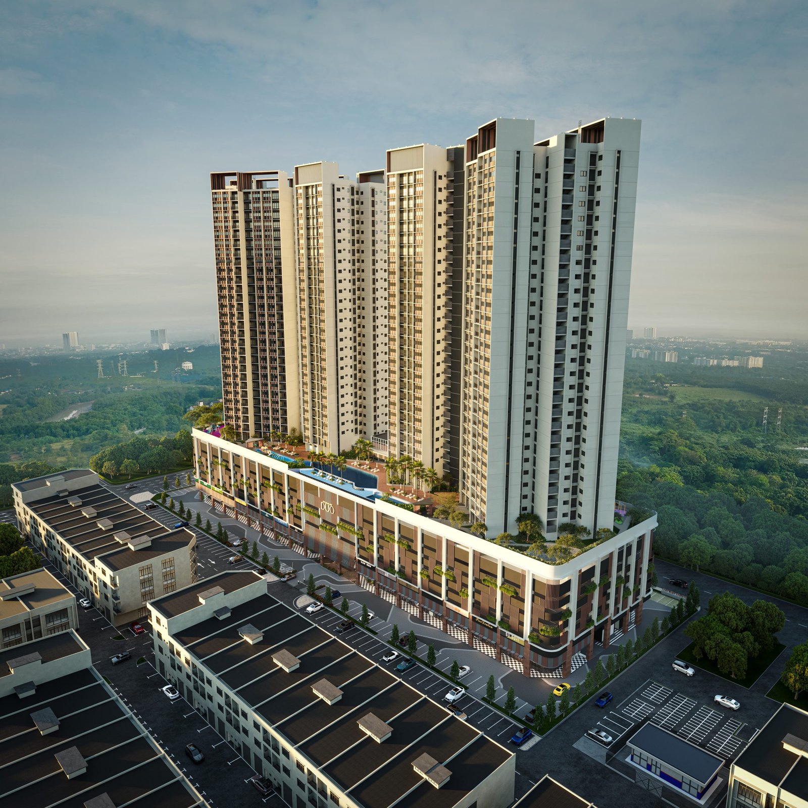 百万镇 The Straits View Duo 整体规划艺术构想图