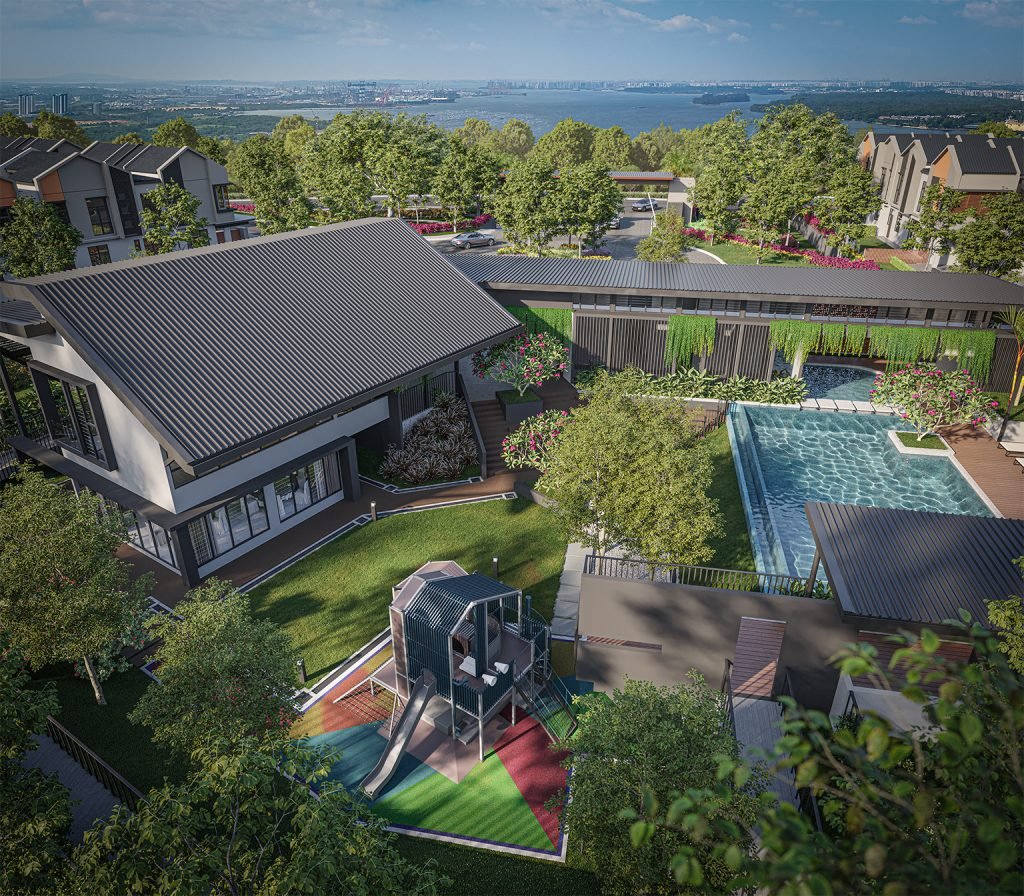 Lukisan artis rumah kelab di The Straits View Garden