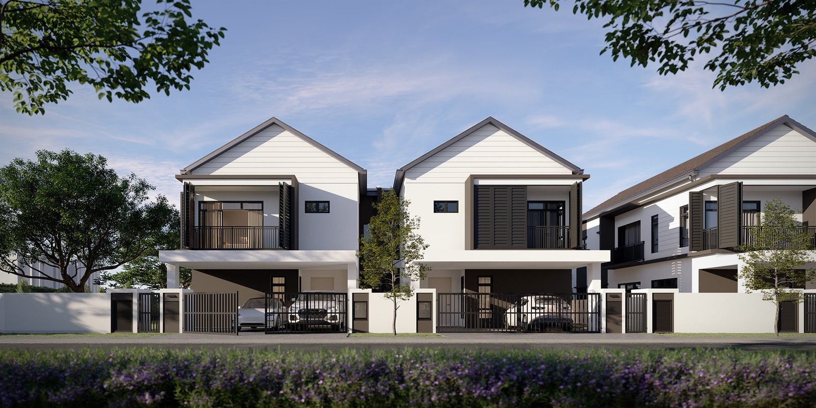 Fasad rumah berkembar Park Homes Type E