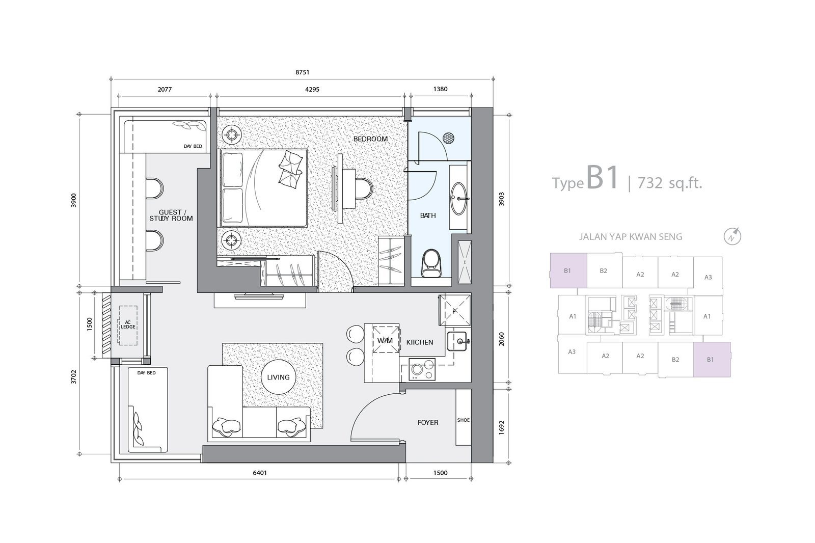 Star Residences Tower One · Type B1 平面图