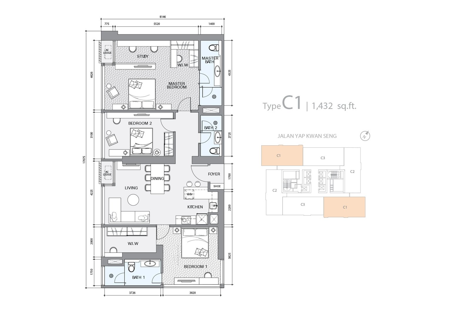 Star Residences Tower One · Type C1 平面图
