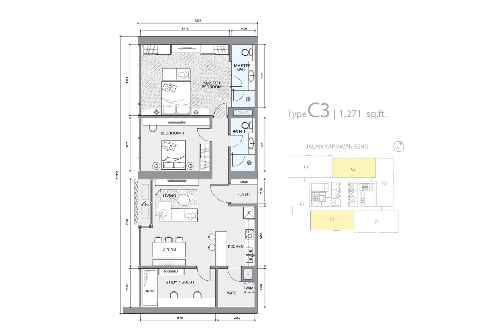 Star Residences Tower One · Type C3 平面图