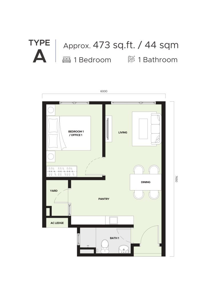 Floor plan of Type A at SOHO Sunway Majestic