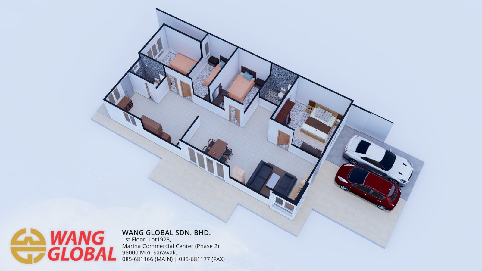 Floor plan of Single-storey semi-detached, 4 bedrooms at Taman Wang