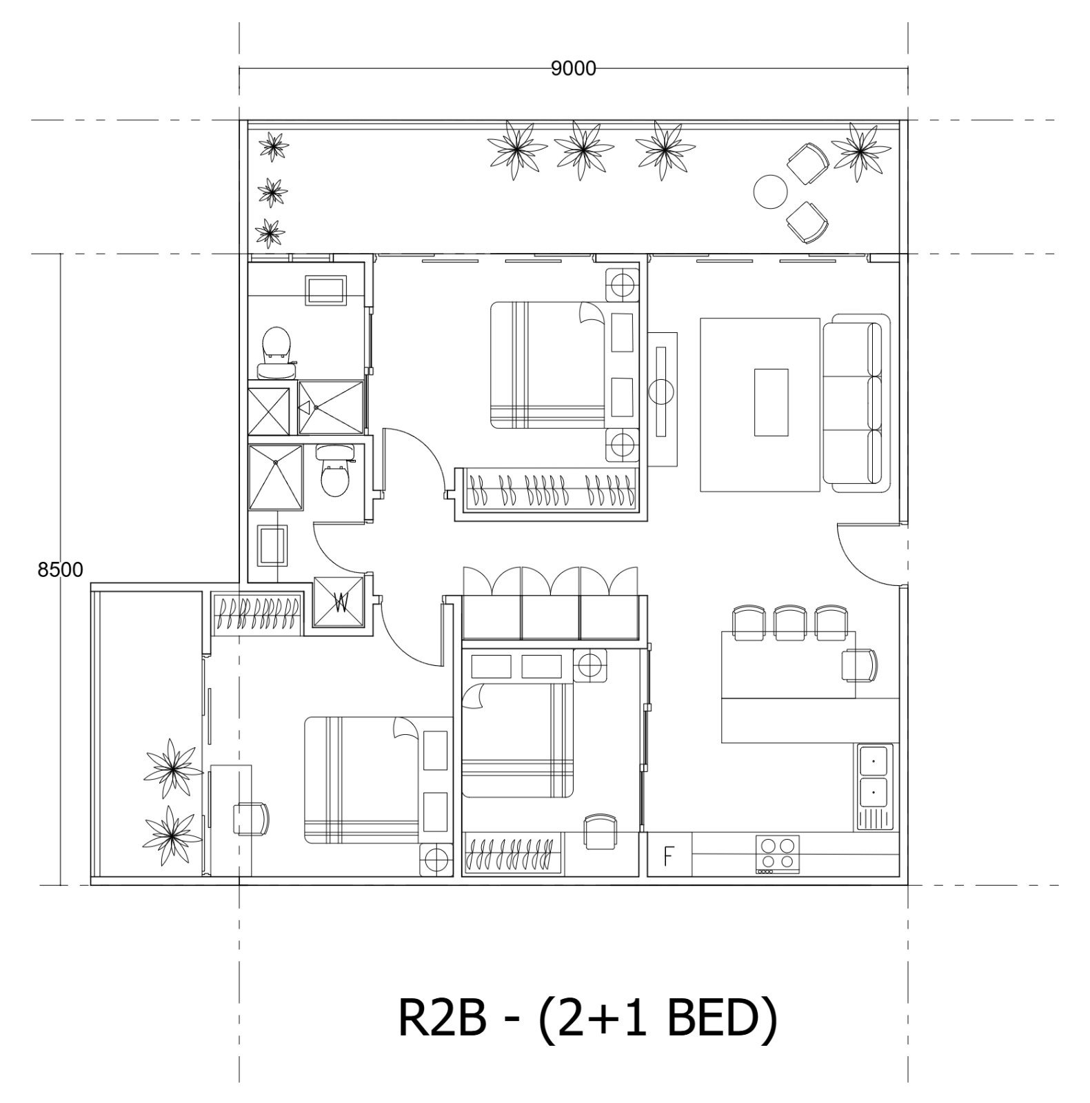 The Podium Type R2B 户型平面图