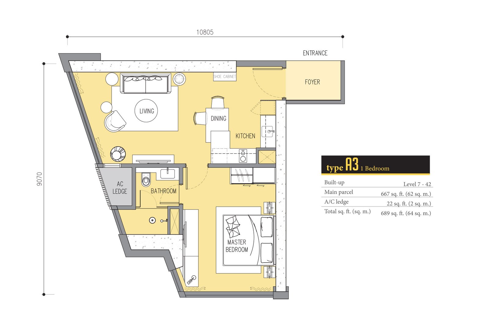 Star Residences Tower Three(Ascott Star) · Type A3 平面图