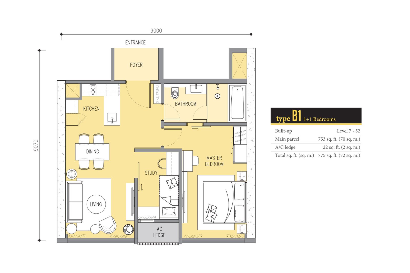 Star Residences Tower Three(Ascott Star) · Type B1 平面图