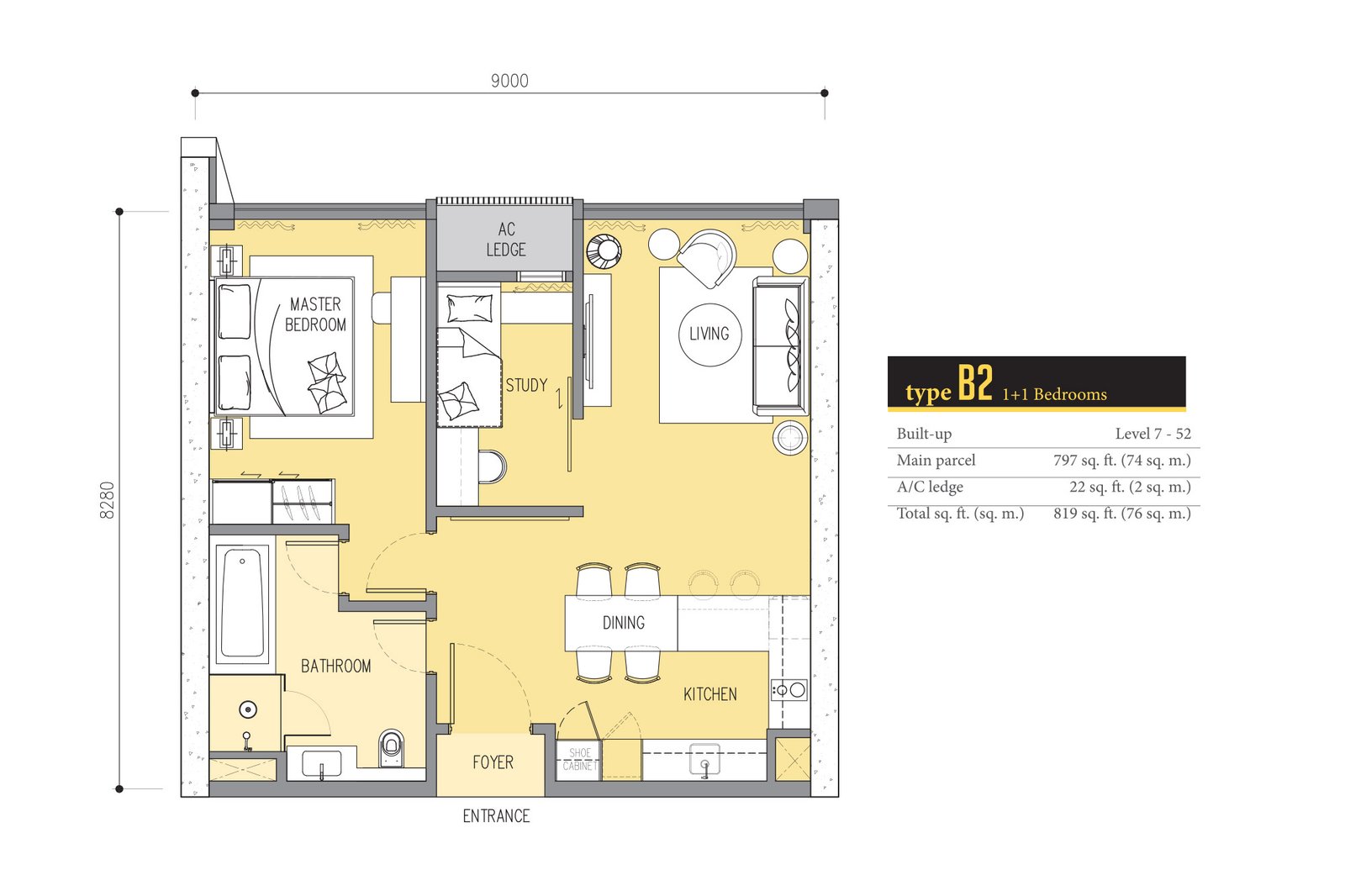 Star Residences Tower Three(Ascott Star) · Type B2 平面图