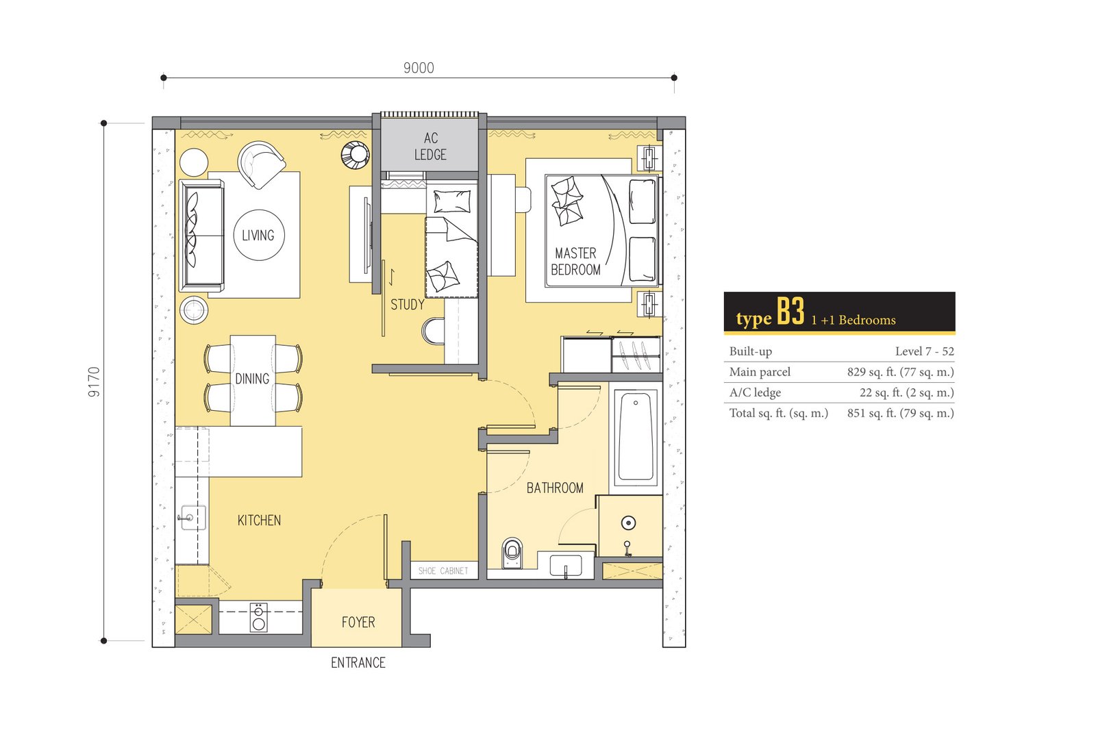 Star Residences Tower Three(Ascott Star) · Type B3 平面图