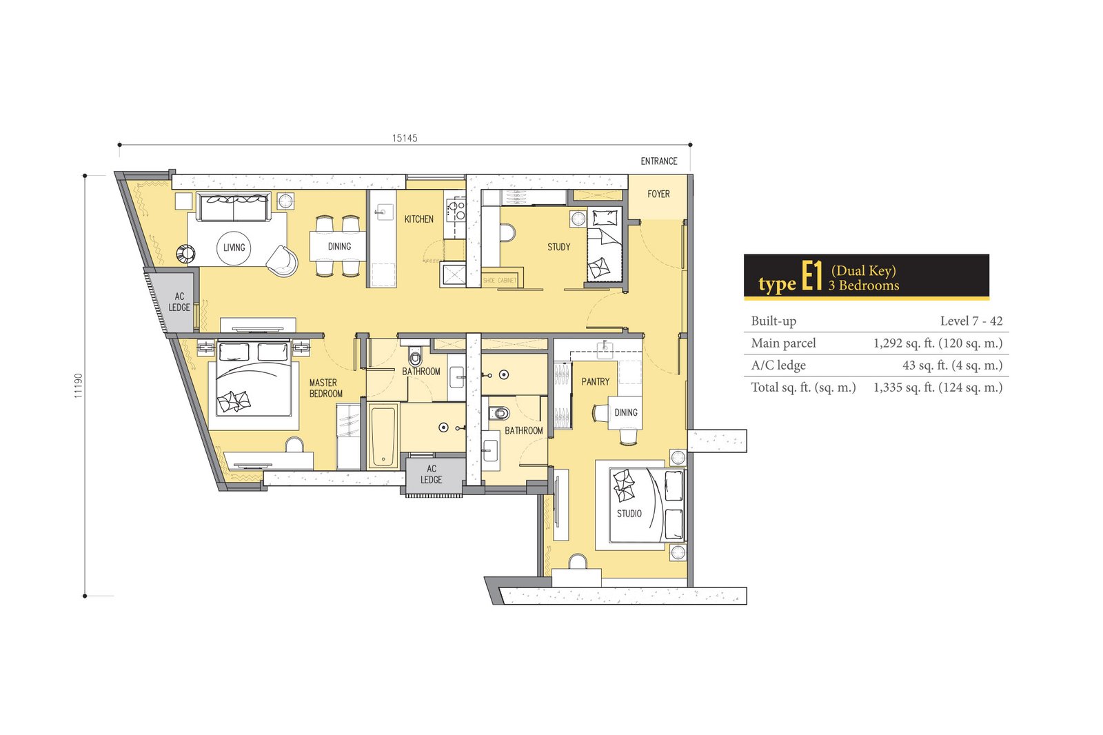 Star Residences Tower Three(Ascott Star) · Type E1 平面图