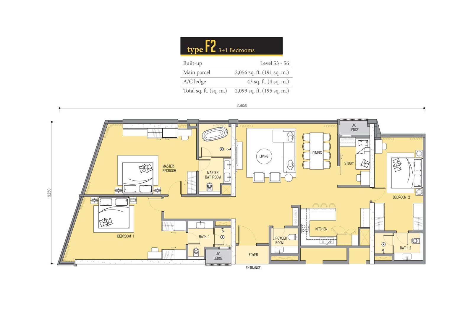 Star Residences Tower Three(Ascott Star) · Type F2 平面图