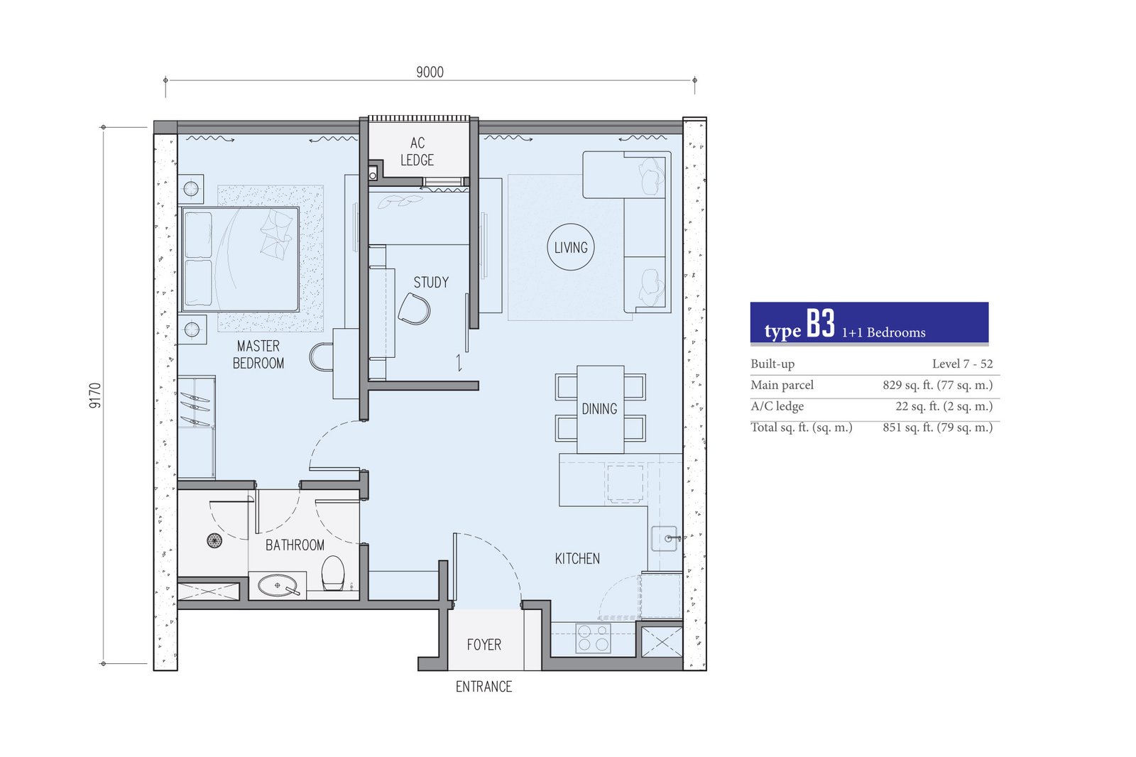 Star Residences Tower Two · Type B3 平面图