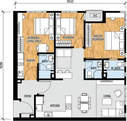 Sentral Suites Type Corner D 平面图